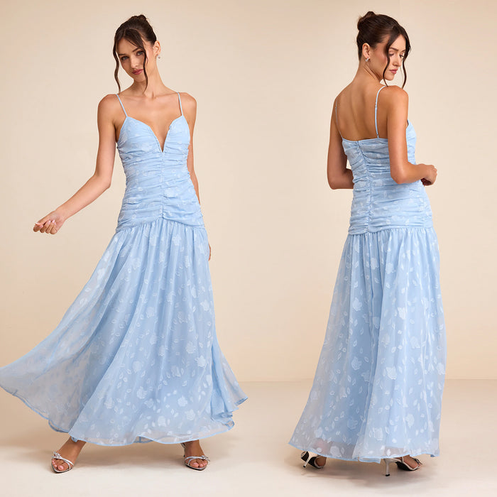 Floral Print Sling Maxi Dress BY 7749