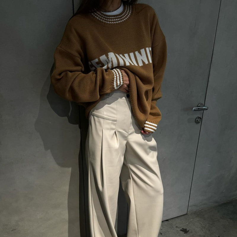 O Neck Print Knits Long Sleeve Sweater YMZY 11301