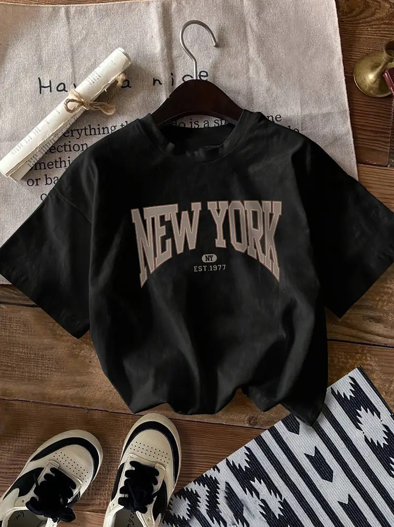 Loose Letter Print Short Sleeve T Shirt GYIQ ZB113885C ZW113857C