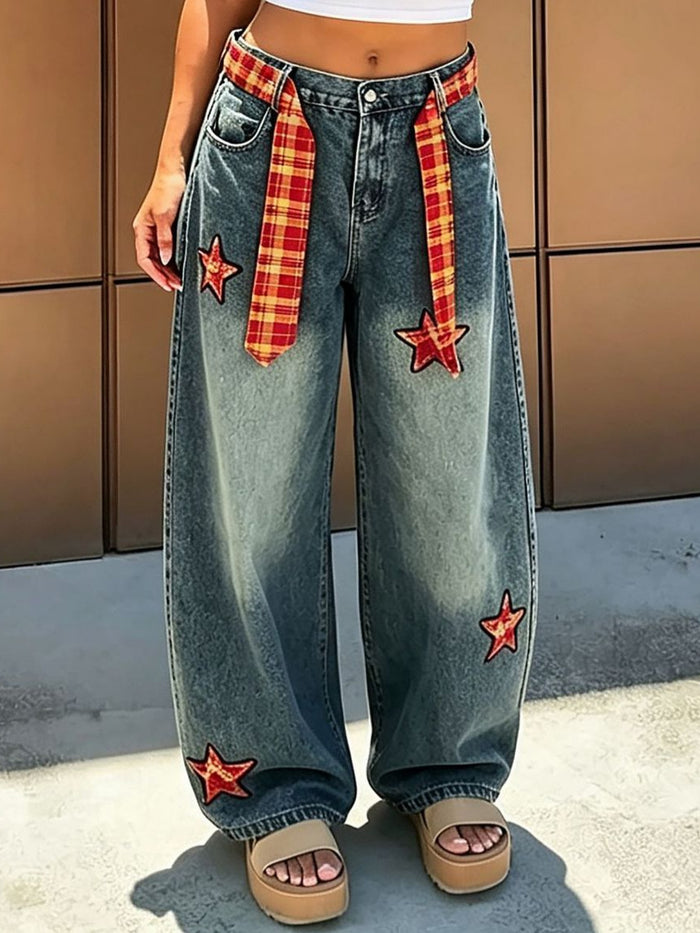 Star Embroidered Loose Jeans GYLN 6180