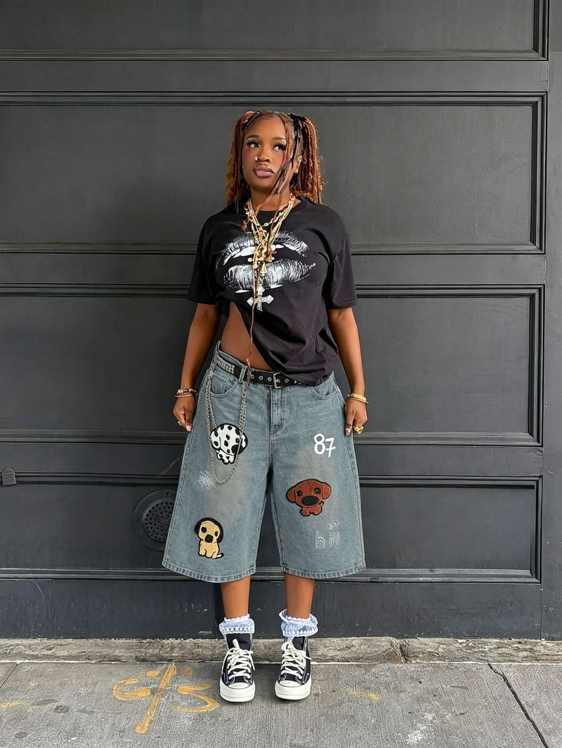 Embroidered Puppy Denim Seventh Jeans GYLN 1386