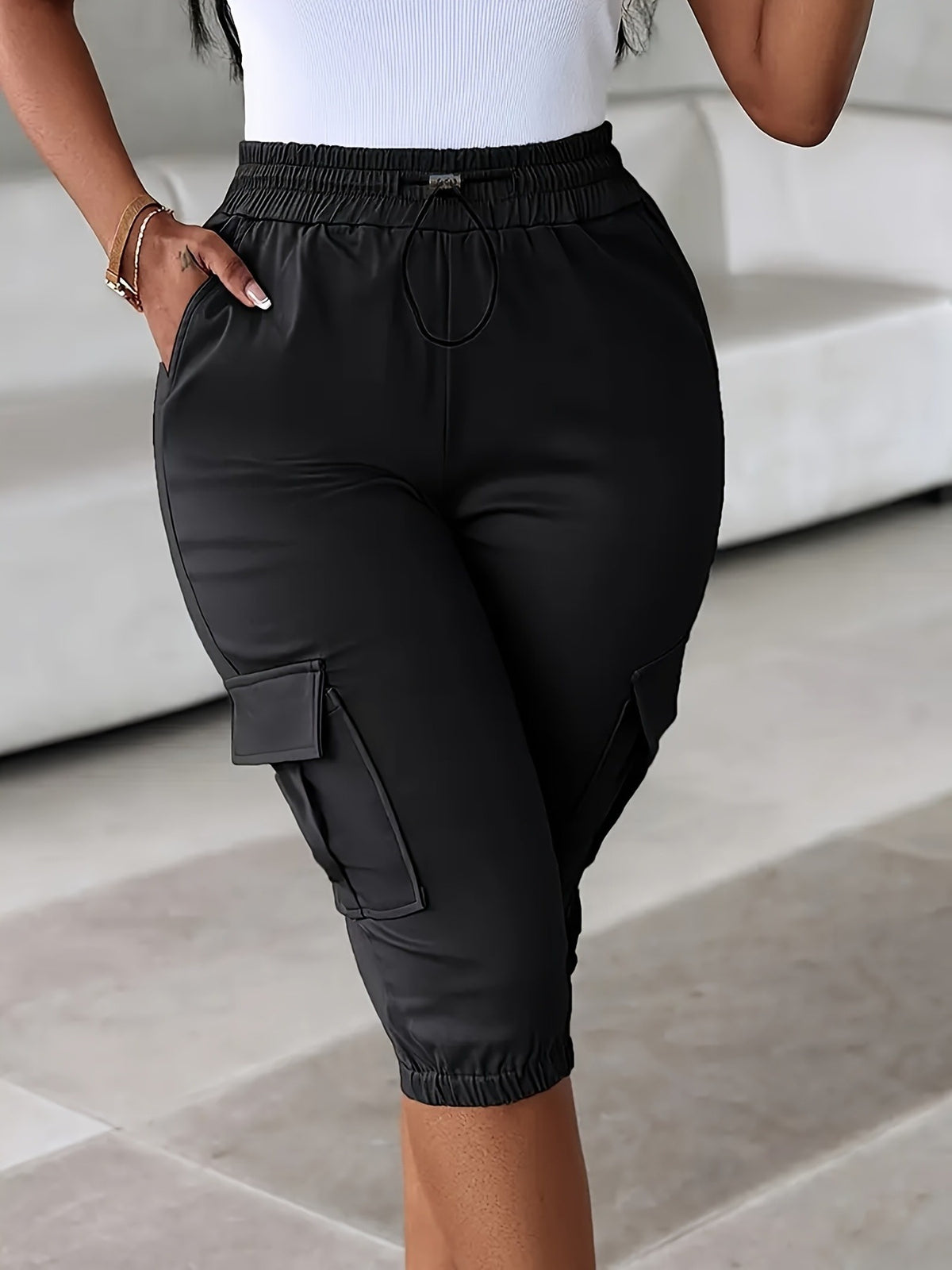 Casual Solid Color Seventh Pants GDYF 3524
