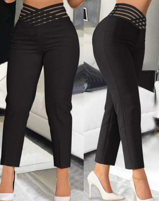 Hollow Out Solid Color Pencil Pants GJMF 97761