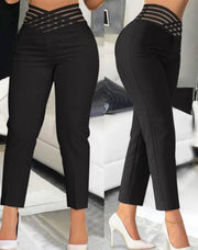 Hollow Out Solid Color Pencil Pants GJMF 97761