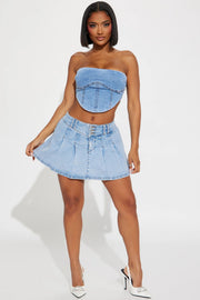 Sexy Slim Denim Pleated Mini Skirt LX 6006