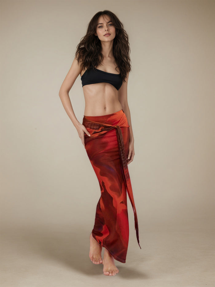 Retro Print Slim Long Skirts GZJF 6630