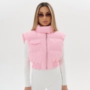 Solid Color Sleeveless Zipper Cotton Vest Jacket GSZM Y25TP352