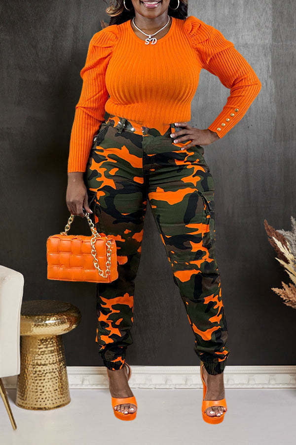 Fashion Camouflage Print Pocket Pant OD 8635