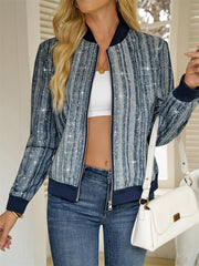Casual Zipper Sequin Long Sleeve Jackets GYLY 10866