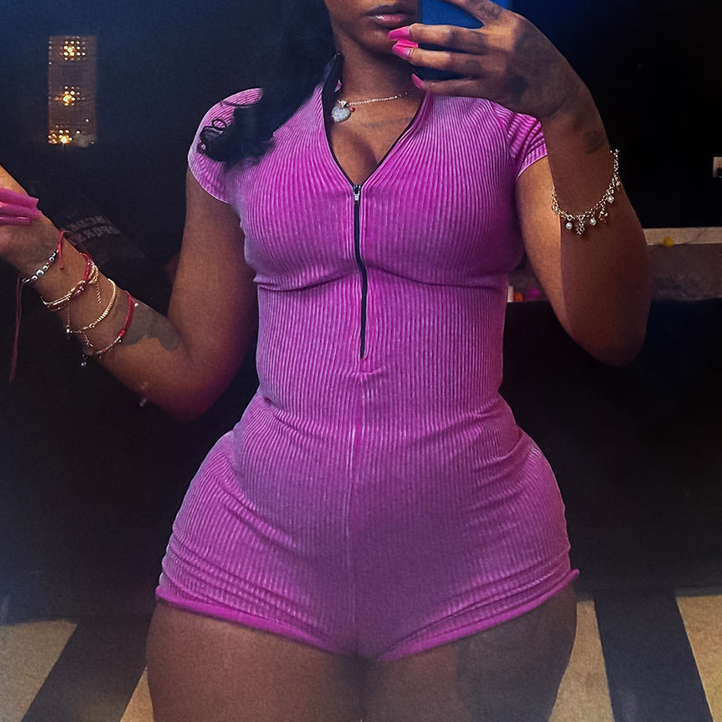 Solid Color Sport Yoga Zipper Romper GXBQ 1151340