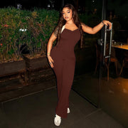 Solid Color Sling Backless Flare Jumpsuit GJYO 006295