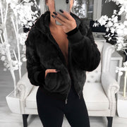 Fashion Solid Color Hooded Loose Plush Jacket GLYY 6001