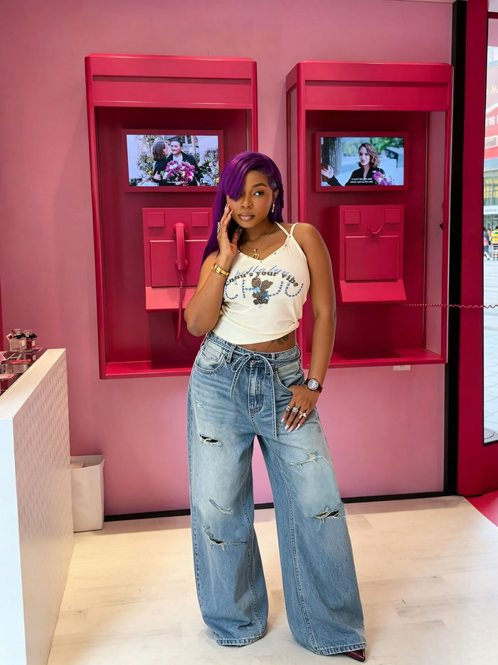 Plus Size Holes Washed Jeans GYLN 7056