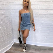 Sexy Wrap Front Denim Bodycon Dress GYHF 9220DD
