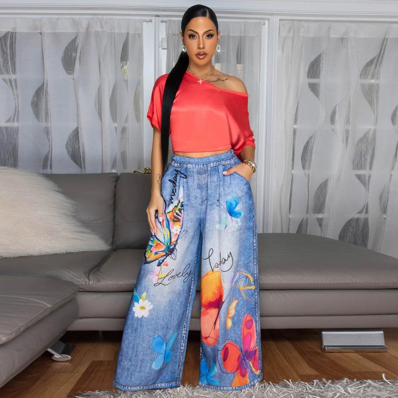 Fashion Print Wide Leg Pants YF 10833