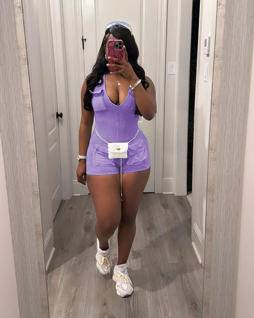 Casual V Neck Sleeveless Romper TR 1313