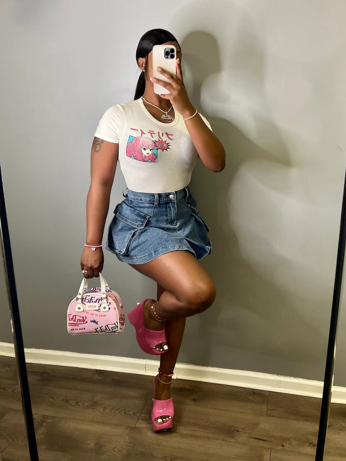 Casual Denim Slim Mini Skirt LX 3549