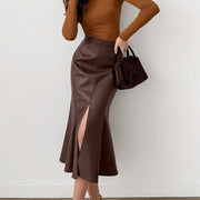 Solid Color Split Mid skirts GPBY 8546