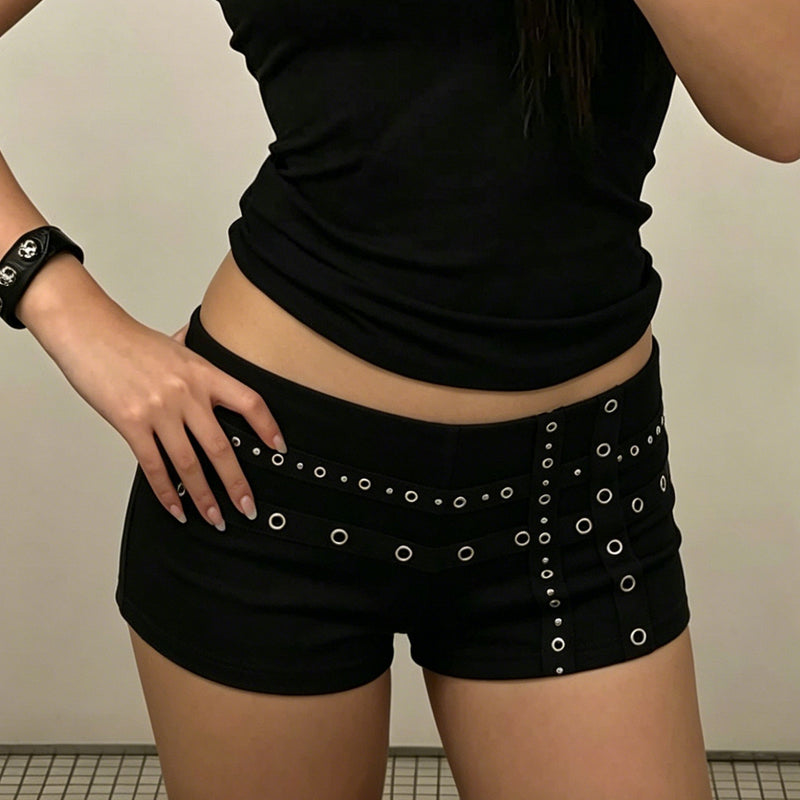 Punk Style Metal Studded Low Rise Shorts GPKJ MR49472