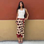 Irregular Polka Dot Print Long Skirt GYME K6J11415A