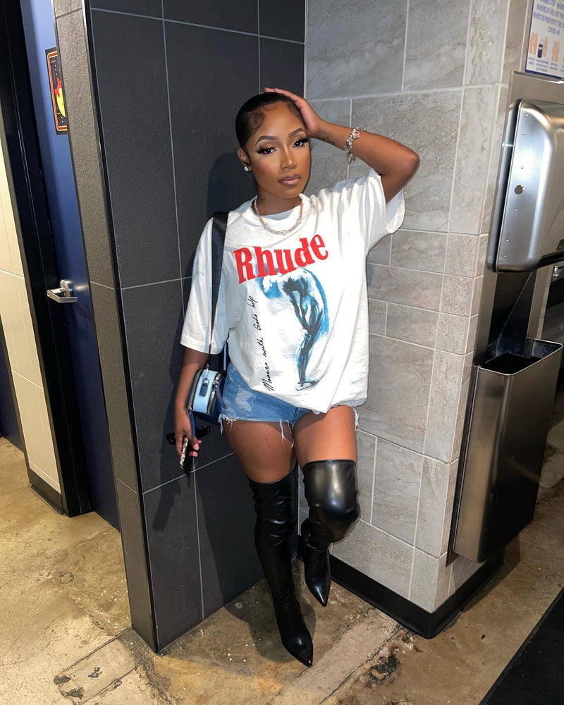 Letter Print Loose Casual T shirt GXBQ 1141223