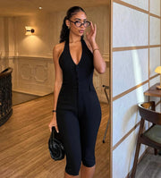 Halterneck Solid Color Backless Jumpsuit GPKJ MR45320