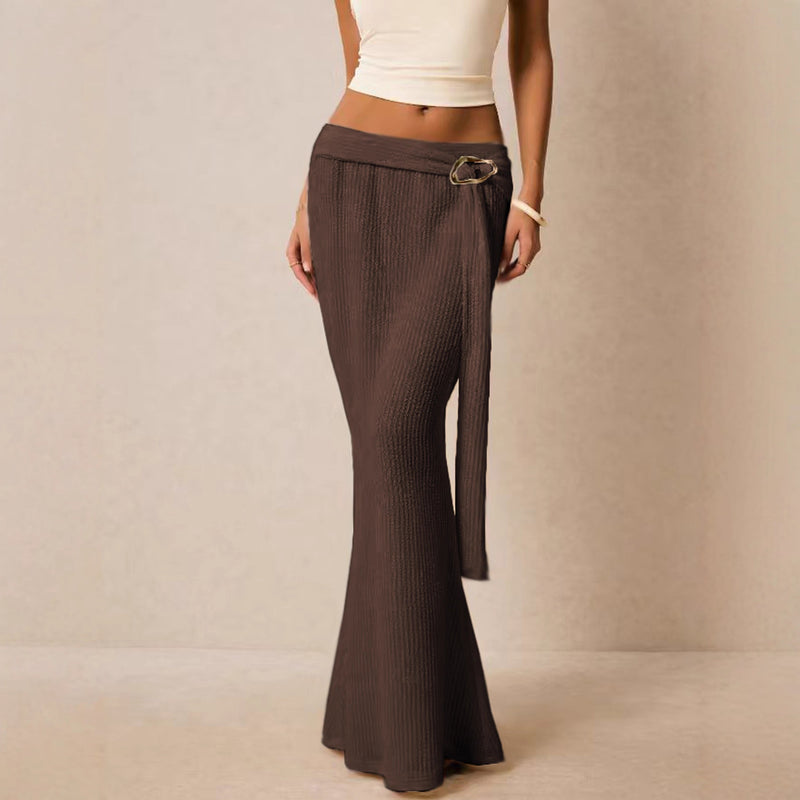 Sexy Solid Color Knits Long Skirt GZJF 6636