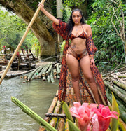 Sexy Print Bikinis Swimsuit Smock Three Piece Set LSL LS6458