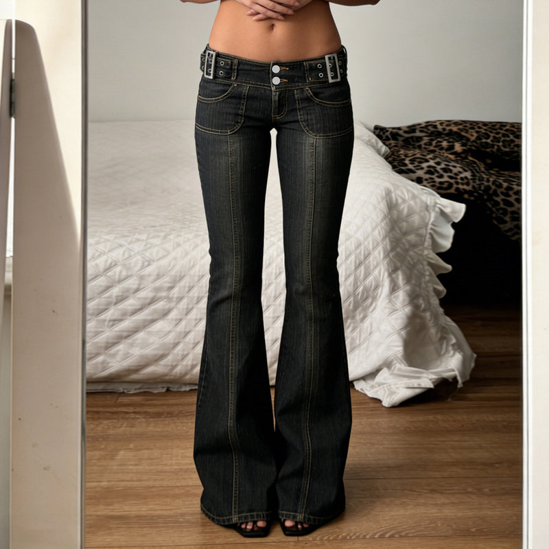 Fashion Patchwork Micro Flare Jeans GQLF 0134