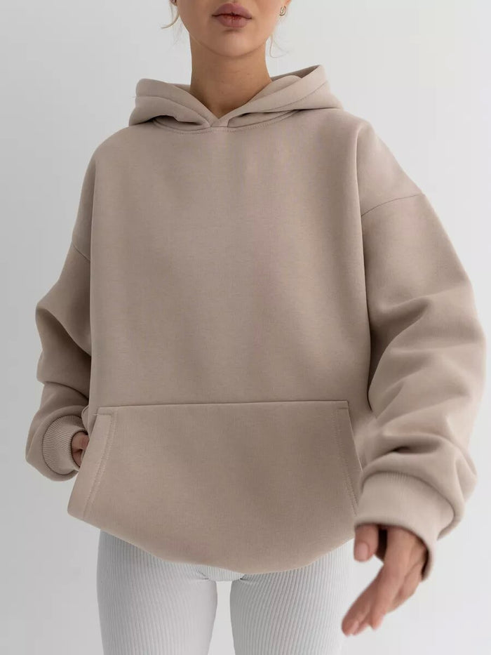 Solid Color Loose Hooded Sweatshirt YMZY 61901