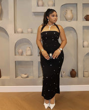 Halterneck Hot Drill Maxi Dress GADE 98311