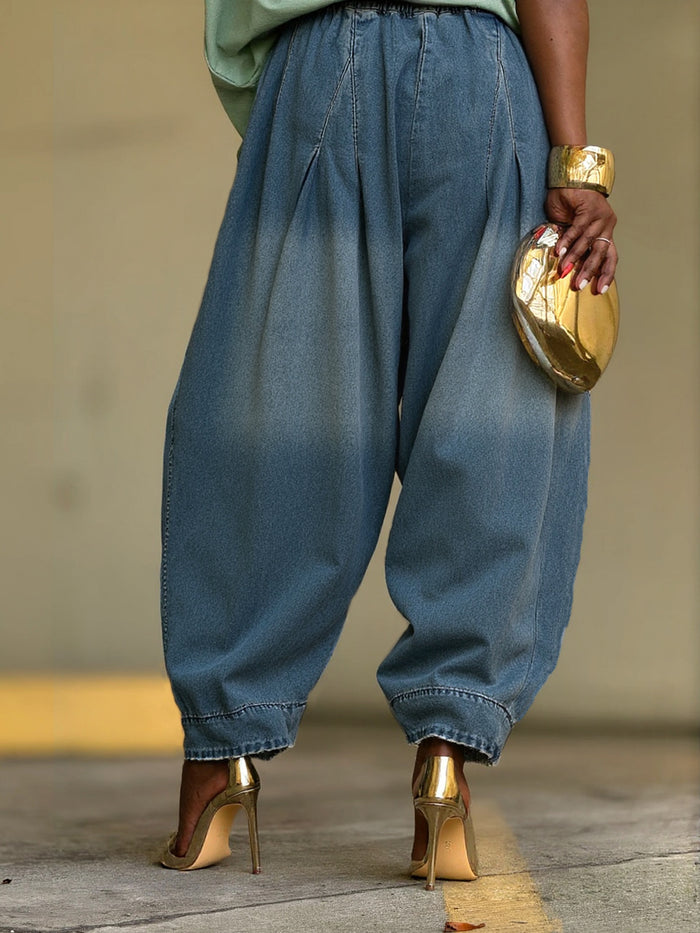 Plus Size Loose Haren Wide Leg Lantern Jeans GYLN 6078