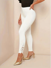 Solid Color Lace Patchwork Pants GDYF 3518