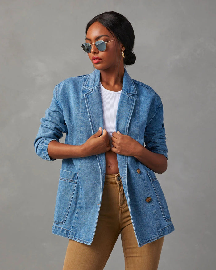 Fashion Washed Blue Denim Blazer GYAN 32137