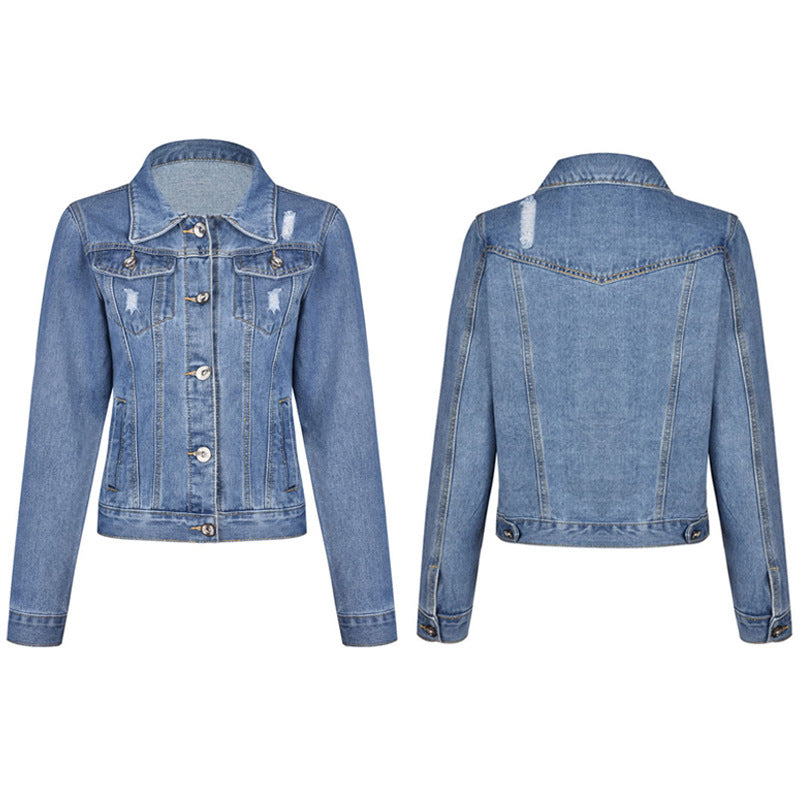 Plus Size Fashion Long Sleeve Denim Coat GKNF TS CH216