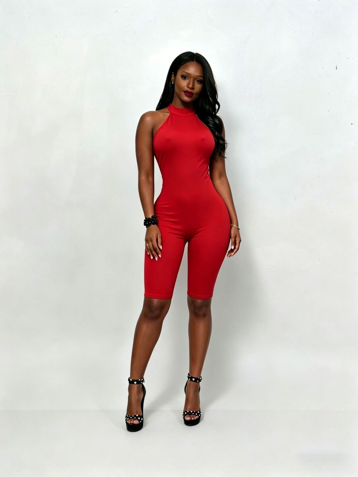 Sport Solid Color Sleeveless Romper MEM 88702