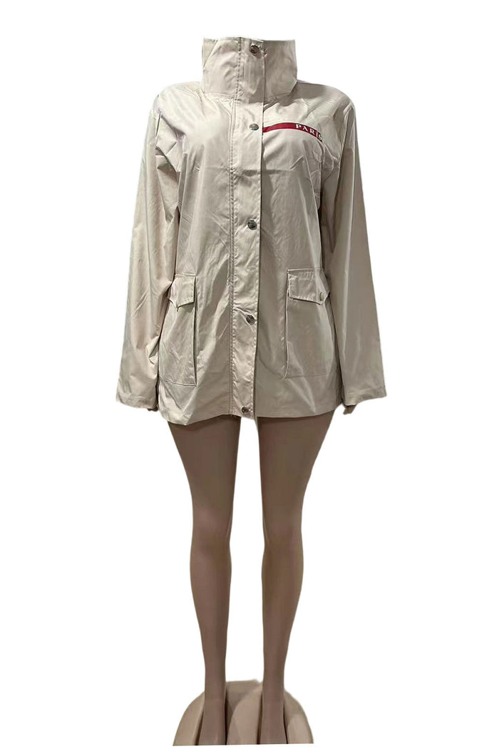 Fashion Letter Print Trench Coat GFCF 1260