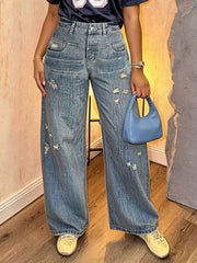 Plus Size Washed Straight Jeans GYLN 0520