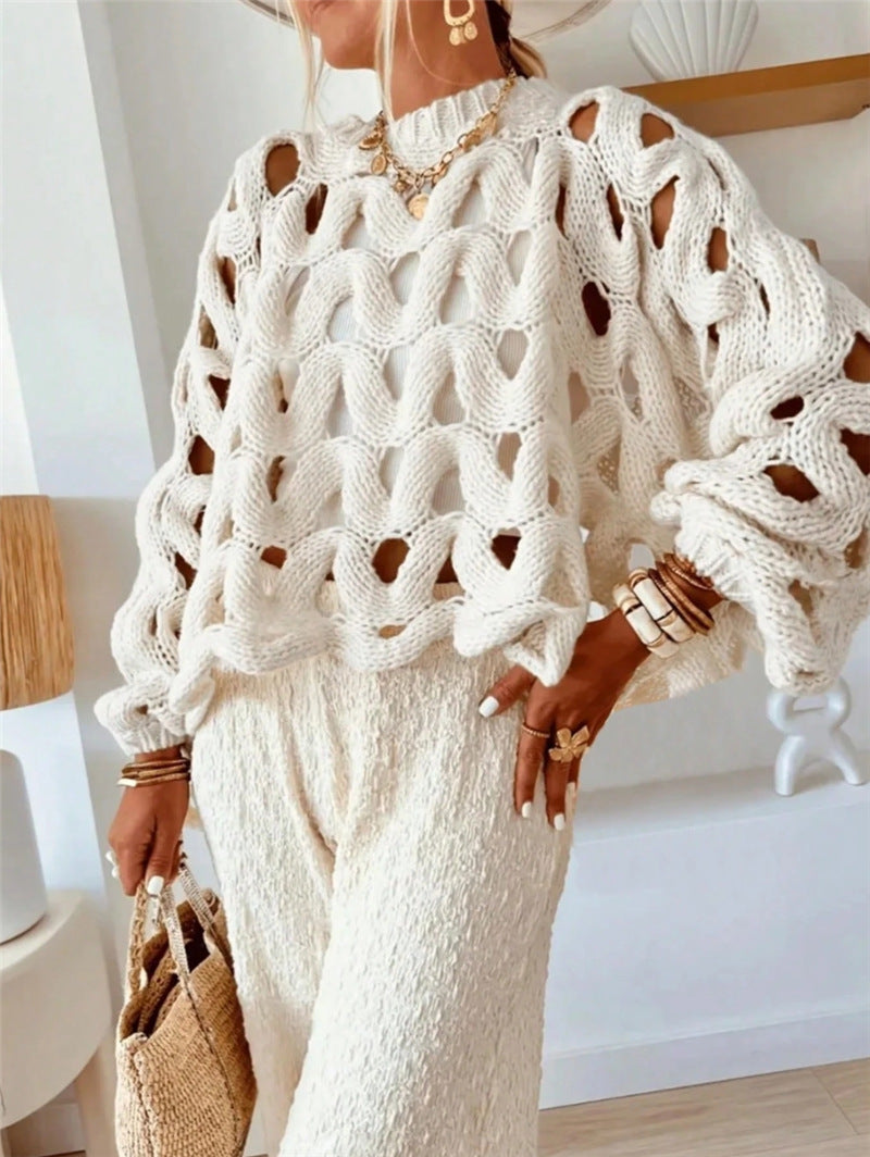 Hollow Out Long Sleeve Sweater GZYF 1195