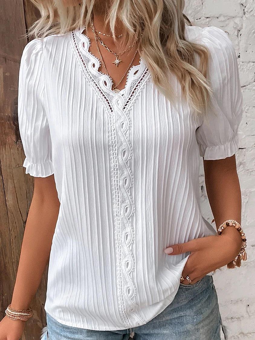 Plus Size Fashion Short Sleeve Blouses GSZE ST23053