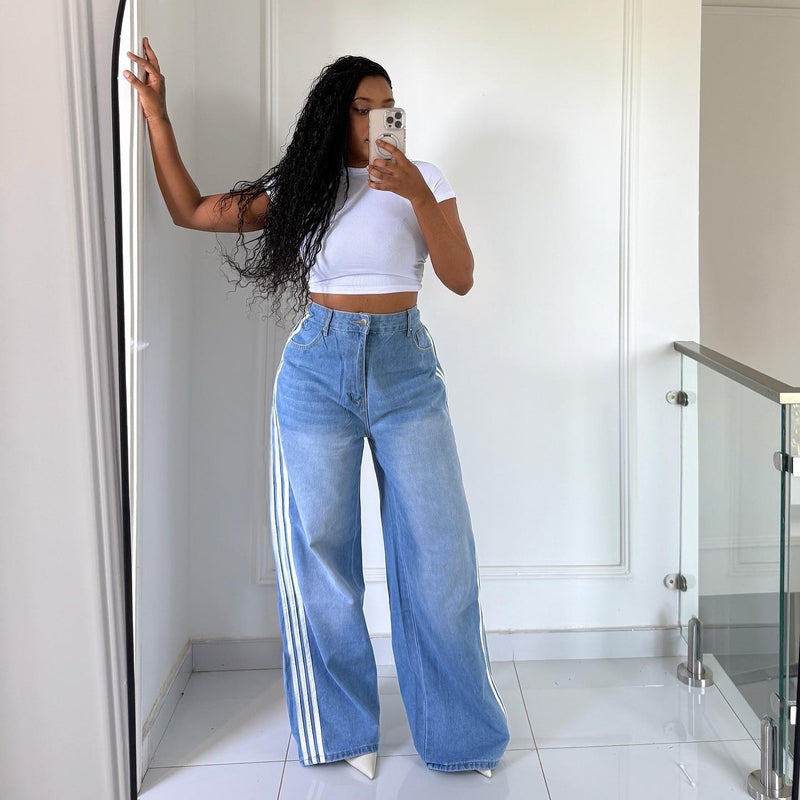 Vintage Side Stripe Washed Jeans GYLN 1731