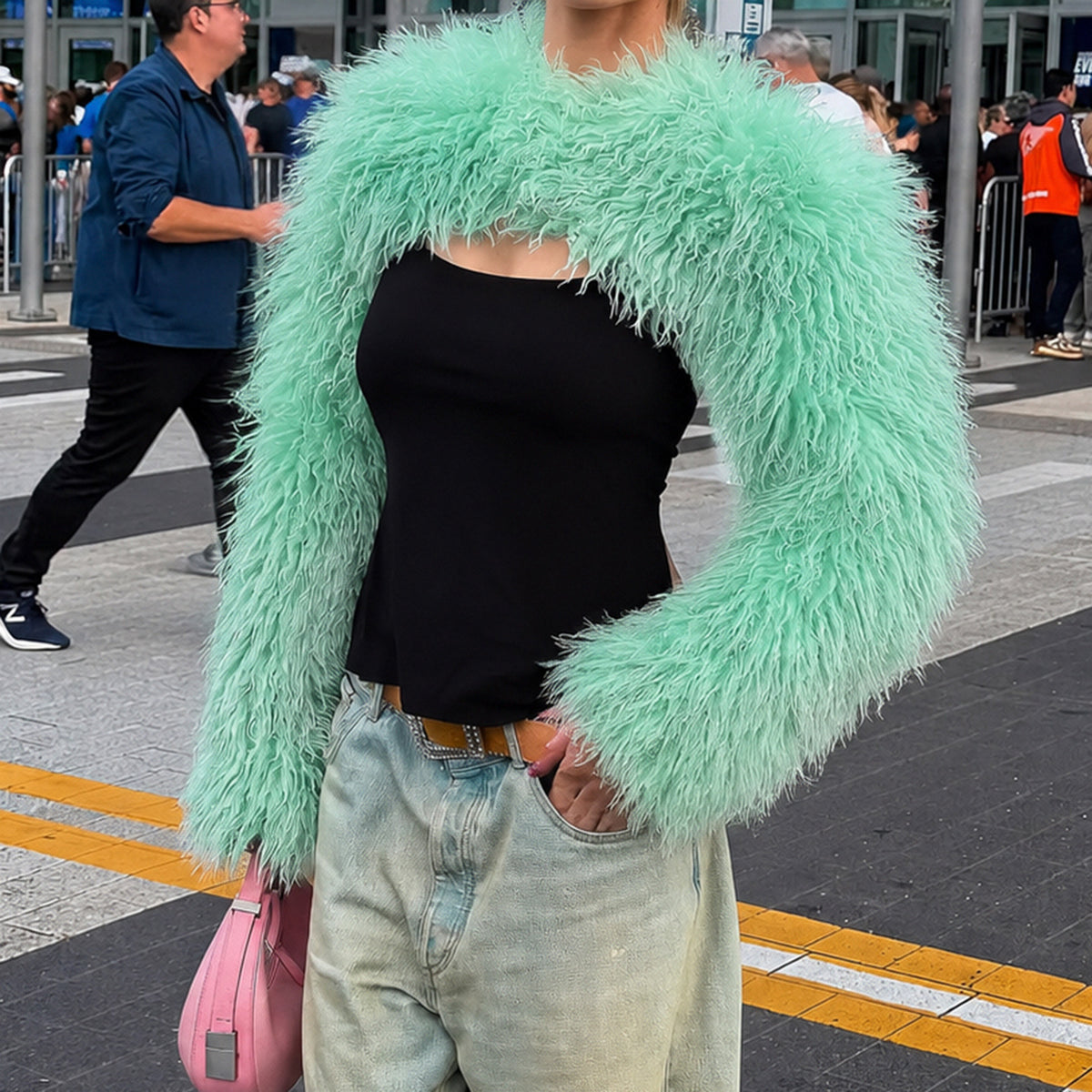 Furry Long Sleeve Ultra Short Jacket GPKJ MR51578