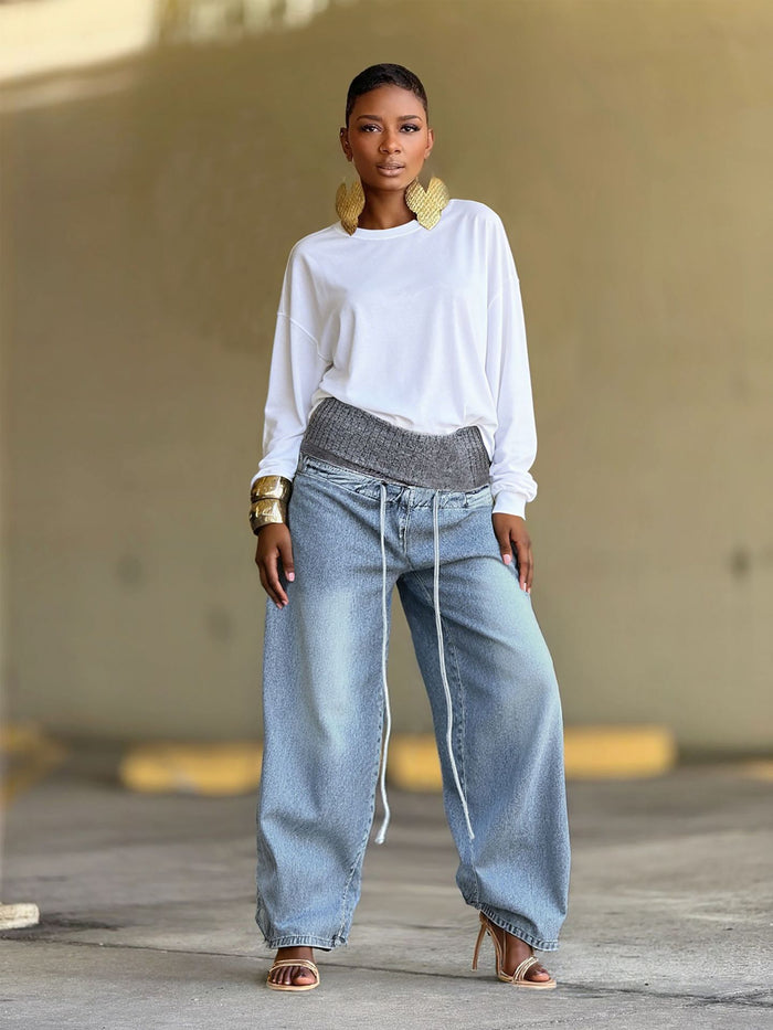 Plus Size Fashion Loose Wide Leg Jeans GYLN 8785