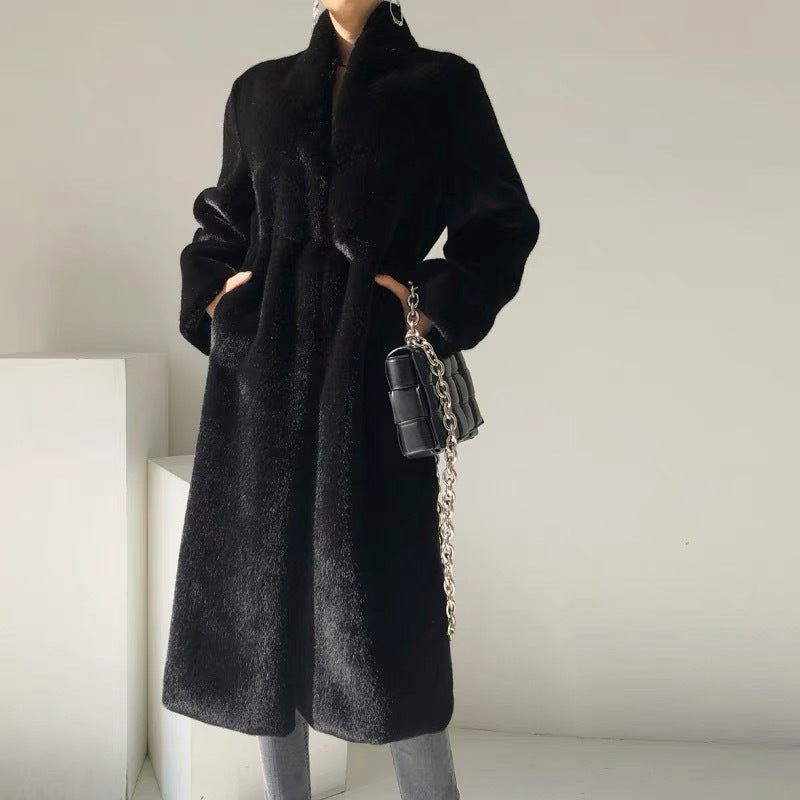 Faux Mink Fur Stand Collar Coat HHMY 2024