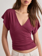 Short Sleeve V Neck T Shirt MIL L381