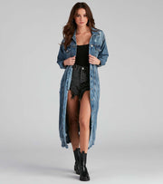 Casual Denim Holes Long Sleeve Holes Long Coats LX 5527