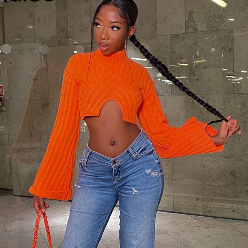 Long Sleeve Tight Irregular Sweater GBLH 9815