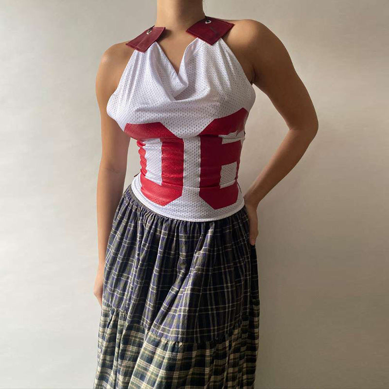 Slim Backless Lace Up Tank Top GYME K24B46321