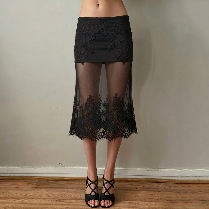 Lace See Through Mesh Skirt GPKJ MR48089