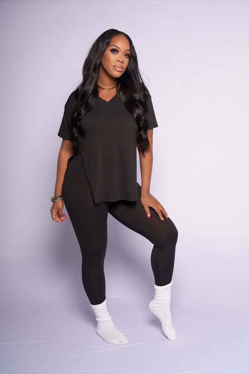 Plus Size Solid Color Split Two Piece Pants Set QYXZ GT9116